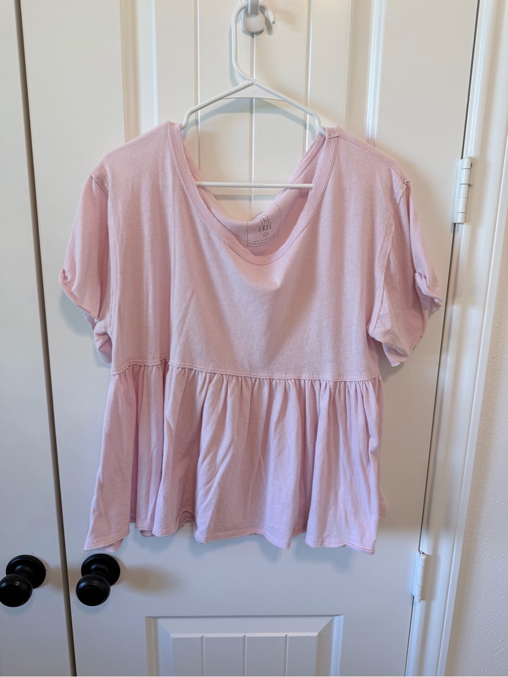 We The Free Light Pink Peplum Top